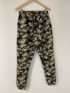 Boohoo Sweatpants Mens Large Camo Green Joggers Stretch Trackpants N198-N199